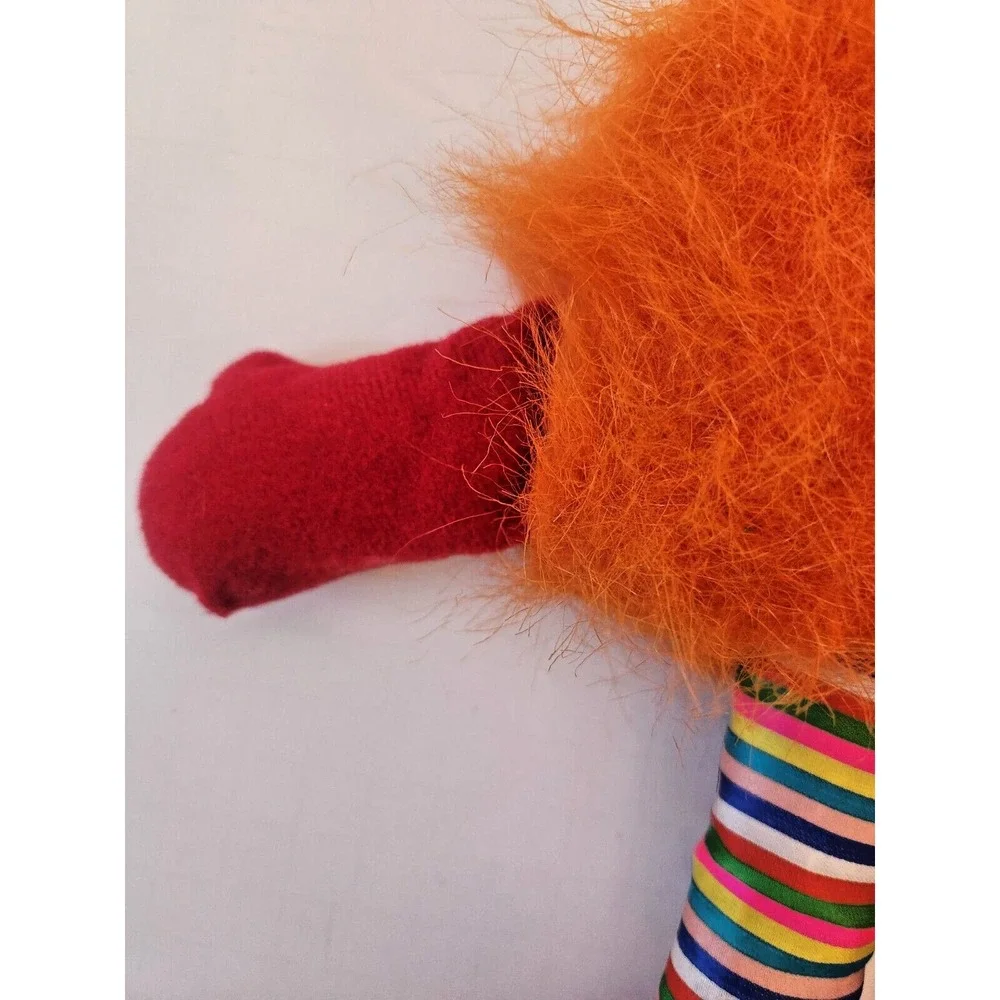 Vtg Wego Kissy Fuzzy Plush Furry Orange Sprite Doll 1982 Rubber Face Rainbow Leg